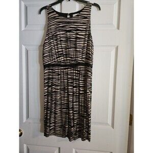 Ann Taylor LOFT Womens  Large Dress Zebra Print Sleeveless Beige Black